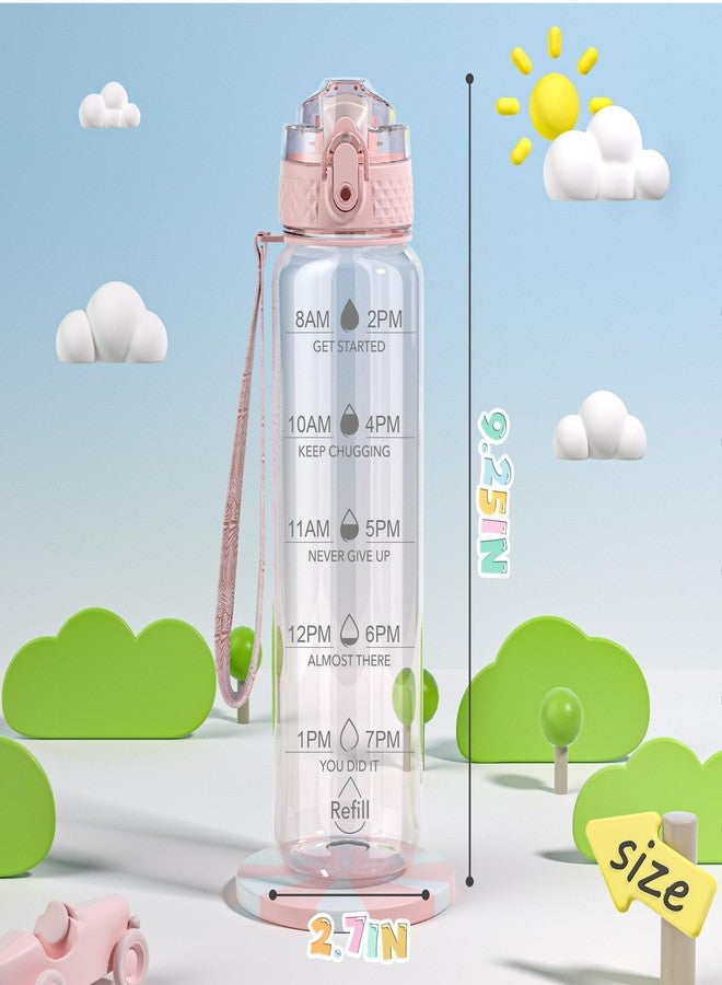 OLDLEY 17oz Kids Water Bottle for school Girls Boys, Motivational Water Bottles With Silicone Straw, Leak-Proof Tritan BPA-Free, Reusable water bottles for kids, Cherry Blossom - Image 3