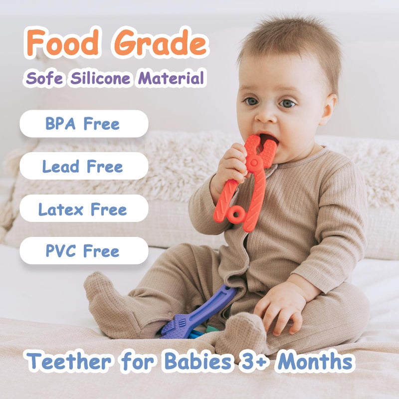 Yoolane Baby Teething Toys, Silicone Teether for Babies 3 6 12 18 Months, Tools Set Baby Teether Sensory Chew Toys for Toodler Infant, Newborn Stuff Essential Gift, BPA Free (4 Pieces) - Image 5