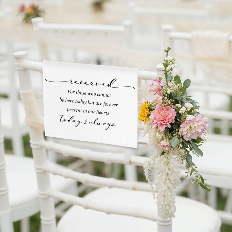 ChissNook In Loving Memory Wedding Sign, Reserved Memorial Signs Pew Cloths Seating Placeholder for Chairs, Wedding Decorations for Reception Celebrations Event (today & always, 1 Pc) - Image 3