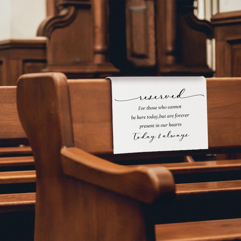ChissNook In Loving Memory Wedding Sign, Reserved Memorial Signs Pew Cloths Seating Placeholder for Chairs, Wedding Decorations for Reception Celebrations Event (today & always, 1 Pc) - Image 4