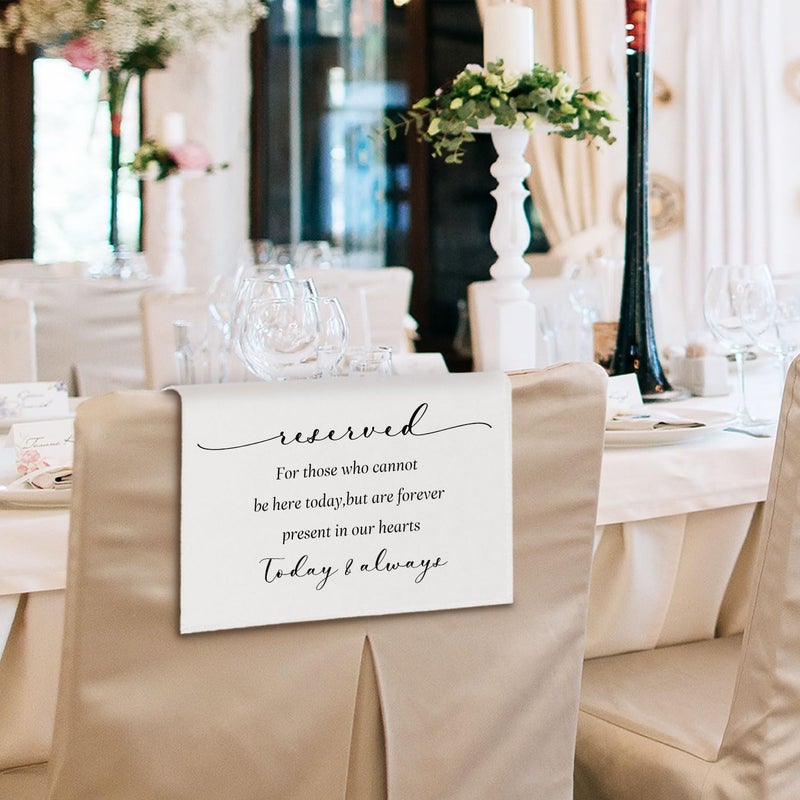 ChissNook In Loving Memory Wedding Sign, Reserved Memorial Signs Pew Cloths Seating Placeholder for Chairs, Wedding Decorations for Reception Celebrations Event (today & always, 1 Pc) - Image 5