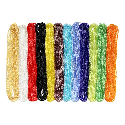 BALABEAD 11/0 Glass Seed Beads 1 Hank 3 Meters (12 String Hanks,Total 12 Colors) Glass Silver Lined - Image 2