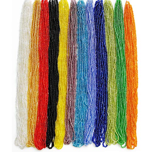 BALABEAD 11/0 Glass Seed Beads 1 Hank 3 Meters (12 String Hanks,Total 12 Colors) Glass Silver Lined - Image 4