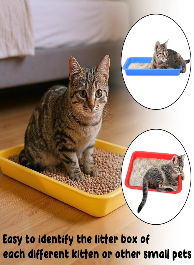 simarro 3 Pcs Low Entry Litter Box, 17.3 x 13.6 x 1.6 Inch Small Litter Box for Kittens Bunny Waterproof Portable Red Blue Yellow Travel Toilet for Small Pet Easy to Clean - Image 4