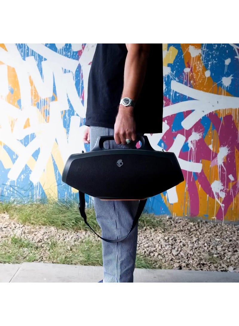 Skullcandy Barrel Bluetooth Boombox Speaker – Water-Resistant Wireless Portable Speaker, with LED Lightshow Mode, 12 Hour Battery, Multi-Link, & USB-C & USB-A Output Charging Black - Image 5