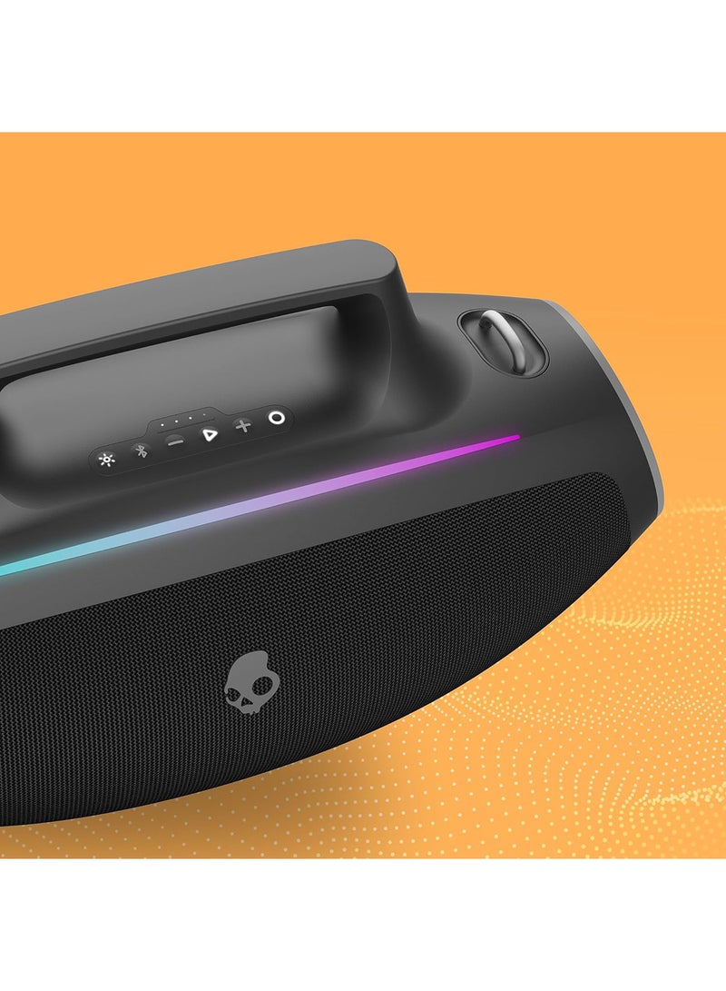 Skullcandy Barrel Bluetooth Boombox Speaker – Water-Resistant Wireless Portable Speaker, with LED Lightshow Mode, 12 Hour Battery, Multi-Link, & USB-C & USB-A Output Charging Black - Image 3