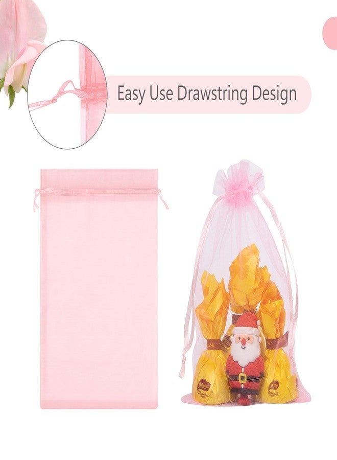 FUNFERY 100 Pcs Pink Organza Bags 3x4 in,Small Mesh Bags Drawstring,Small Jewelry Drawstring Bags Mini Gift Bags Wedding Favor Bag Sachet Bags Little Bags Mesh Pouch,Candy Bags for Bracelet - Image 4