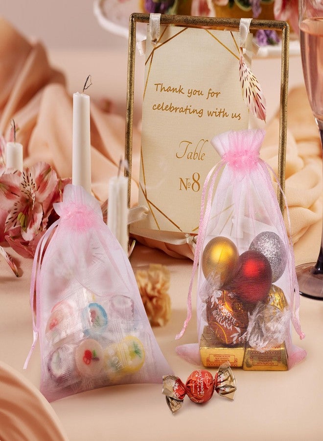 FUNFERY 100 Pcs Pink Organza Bags 3x4 in,Small Mesh Bags Drawstring,Small Jewelry Drawstring Bags Mini Gift Bags Wedding Favor Bag Sachet Bags Little Bags Mesh Pouch,Candy Bags for Bracelet - Image 5