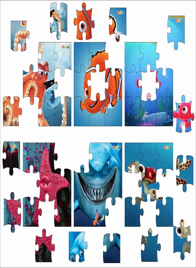 TodFod odFod Wooden Jigsaw Puzzle Set for Kids | Finding Nemo 54-Piece 6-in-1 Puzzle Toy | Anime Cartoon Character Educational & Fun Puzzle for Children - Image 2