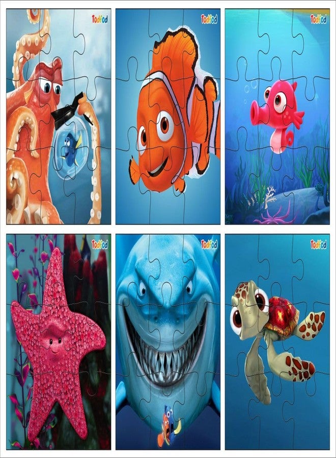 TodFod odFod Wooden Jigsaw Puzzle Set for Kids | Finding Nemo 54-Piece 6-in-1 Puzzle Toy | Anime Cartoon Character Educational & Fun Puzzle for Children - Image 1