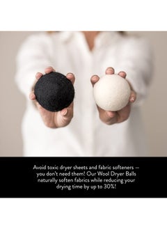 MOLLY'S SUDS Wool Dryer Balls | XL, Premium Organic Fabric Softener, Hypoallergenic, Hand-Felted, Reusable, Reduce Drying Time | Black, Set of 6  - Image 2
