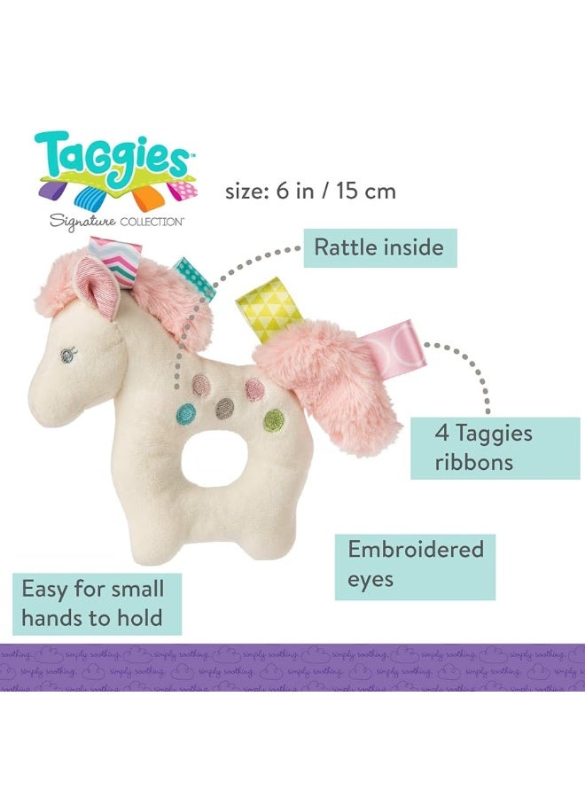 Taggies Embroidered Soft Ring Rattle, Painted Pony, 6-Inches - Image 1