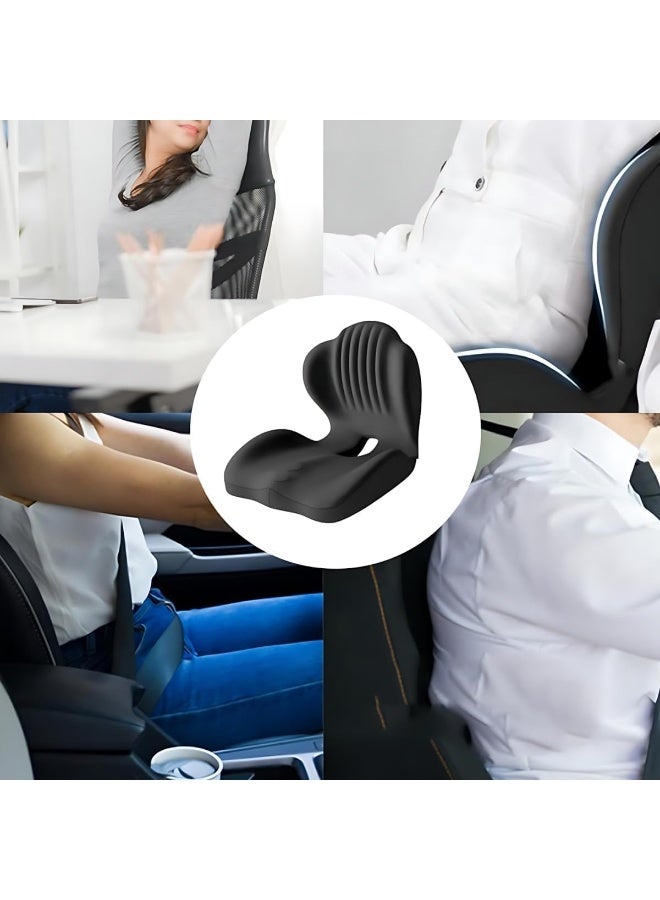 XICEN Lumbar Support Seat Cushion, Ergonomic Memory Foam Office Chair and Car Seat Cushion for Back Pain Relief, Pressure Reducing Comfort Pad(Gray) - Image 2