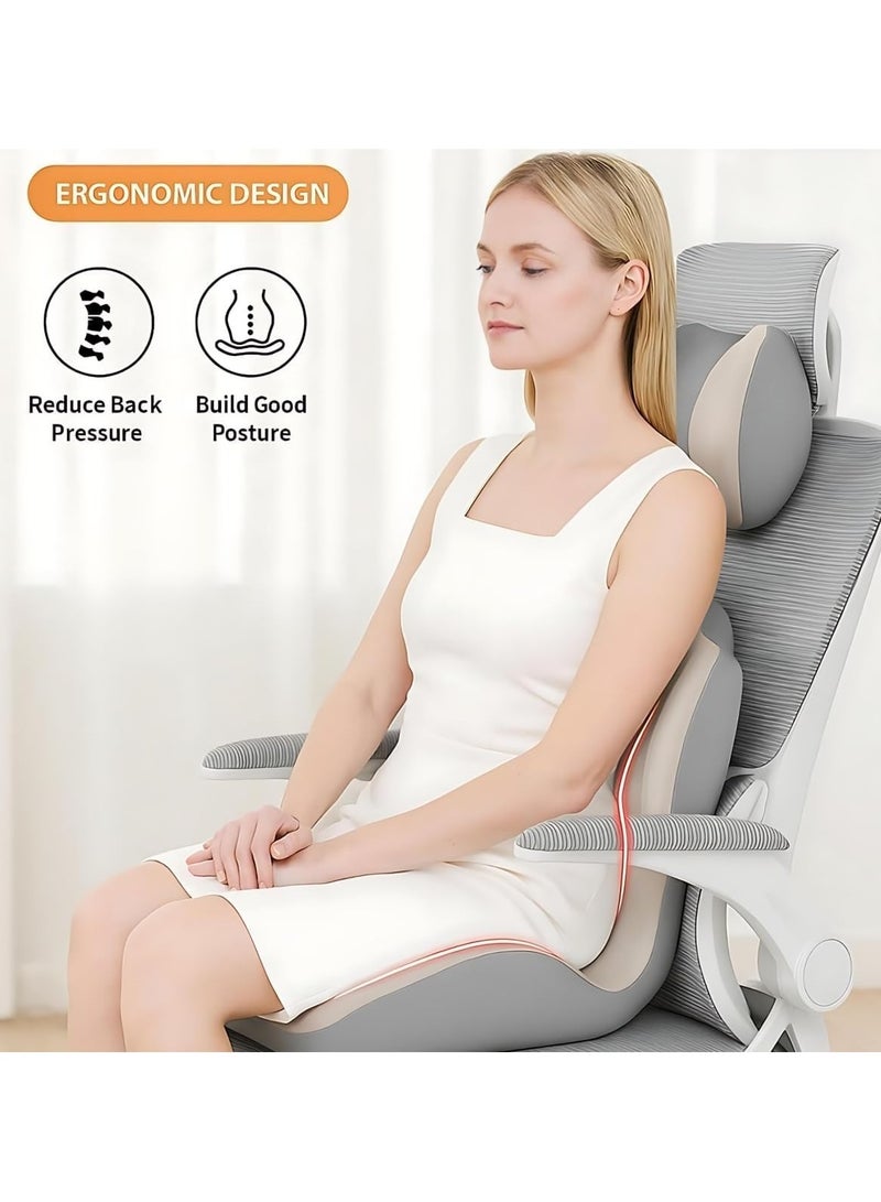 XICEN Lumbar Support Seat Cushion, Ergonomic Memory Foam Office Chair and Car Seat Cushion for Back Pain Relief, Pressure Reducing Comfort Pad(Gray) - Image 3