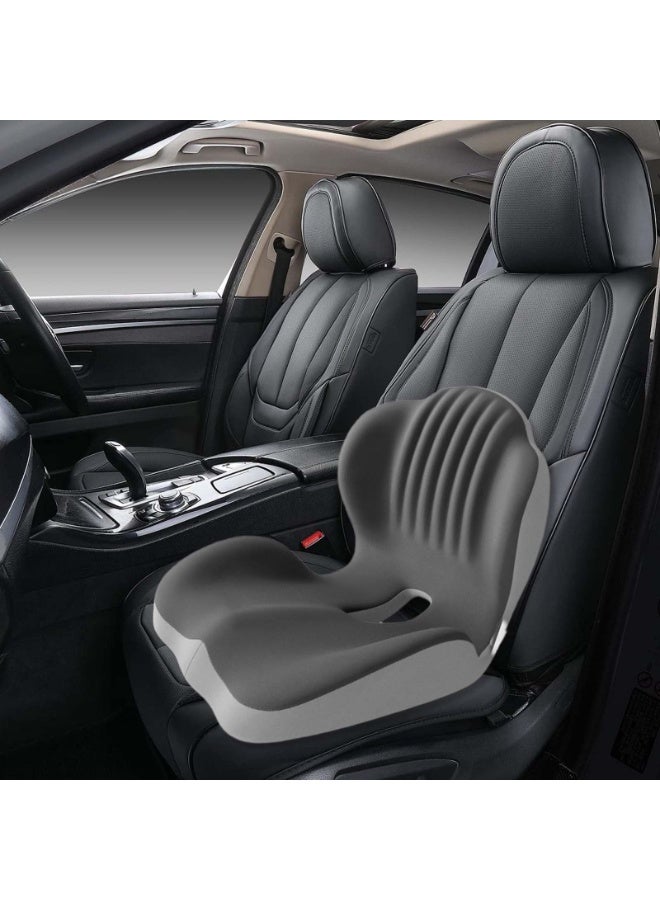 اكسيسن وسادة دعم أسفل الظهر، كرسي مكتب مريح من الإسفنج المرن ووسادة مقعد سيارة لتخفيف آلام الظهر، وسادة مريحة لتقليل الضغط (رمادي) - Image 5