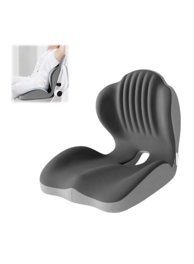 اكسيسن وسادة دعم أسفل الظهر، كرسي مكتب مريح من الإسفنج المرن ووسادة مقعد سيارة لتخفيف آلام الظهر، وسادة مريحة لتقليل الضغط (رمادي) - Image 1