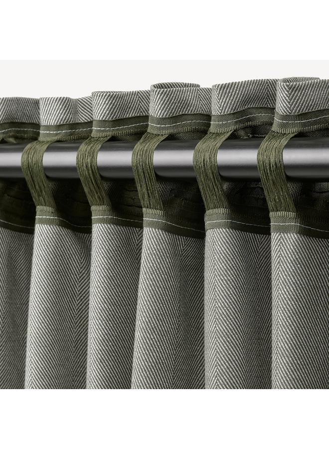 erorex Room darkening curtains, 1 pair, with heading tape/dark green, 145x300 cm - Image 5