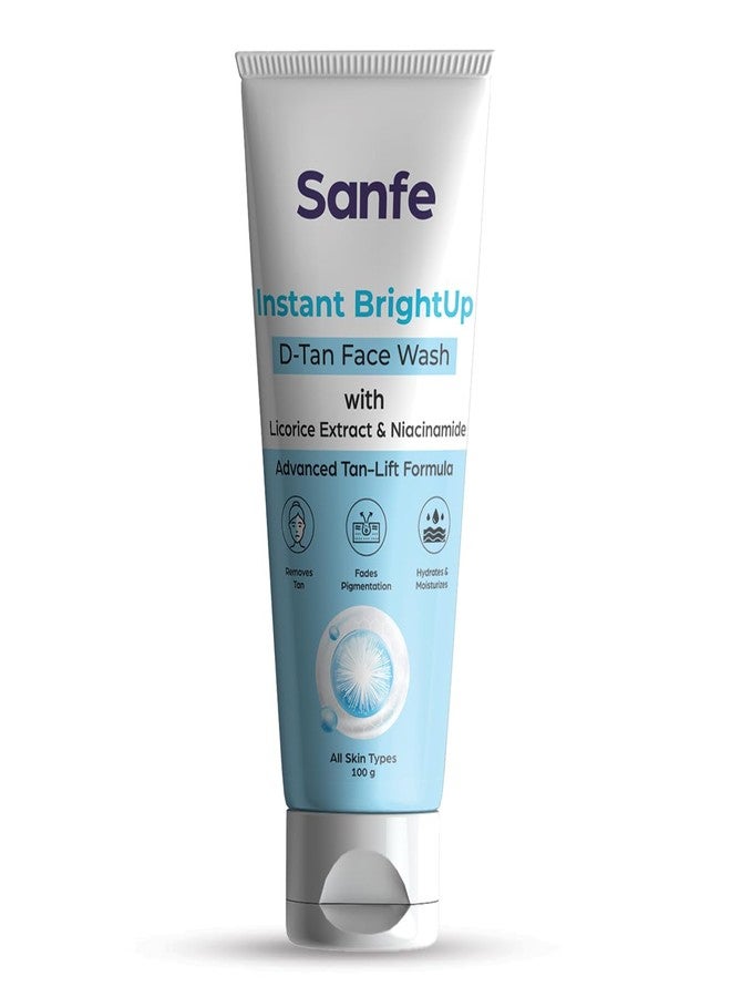 Sanfe Instant BrightUp D-Tan Face Wash | Tan Removal Face Wash with Licorice Extract & Niacinamide | Brightening & Deep Cleansing Cleanser | Removes Dirt, Oil & Pollution | Hydrating | All Skin Types | 100g - Image 1