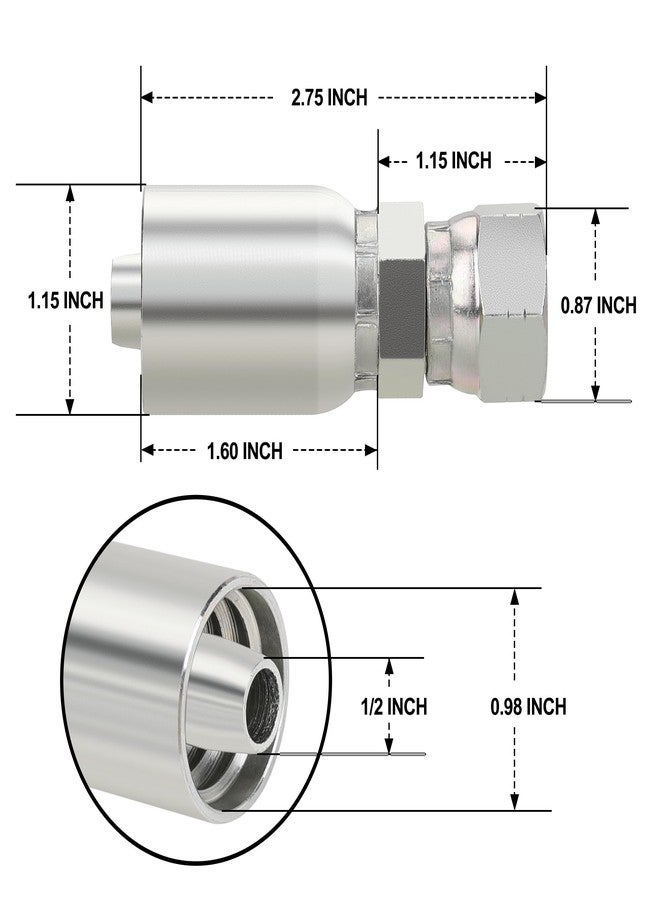 ANCIMOON 1/2’’ ID Hose x 1/2’’ JIC 37 Degree Flare Swivel Hydraulic Hose Fittings End, 10PCS Set for Single Wire Hydraulic Hose - Image 2