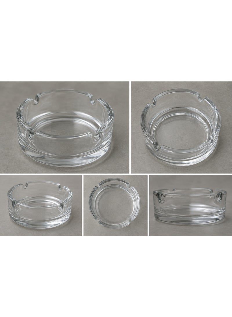 Kutis Premium Clear Glass Ashtray – Heavy-Duty Thick Crystal Glass Cigarette Ash Tray with 4 Cigarette Rest Slots, Heat-Resistant Round Smoking Ash Holder, Transparent Tabletop Ash Dish for Cigars & Cigarettes, Easy-to-Clean Home, Office, Patio, Bar & Restaurant Accessory. - Image 2