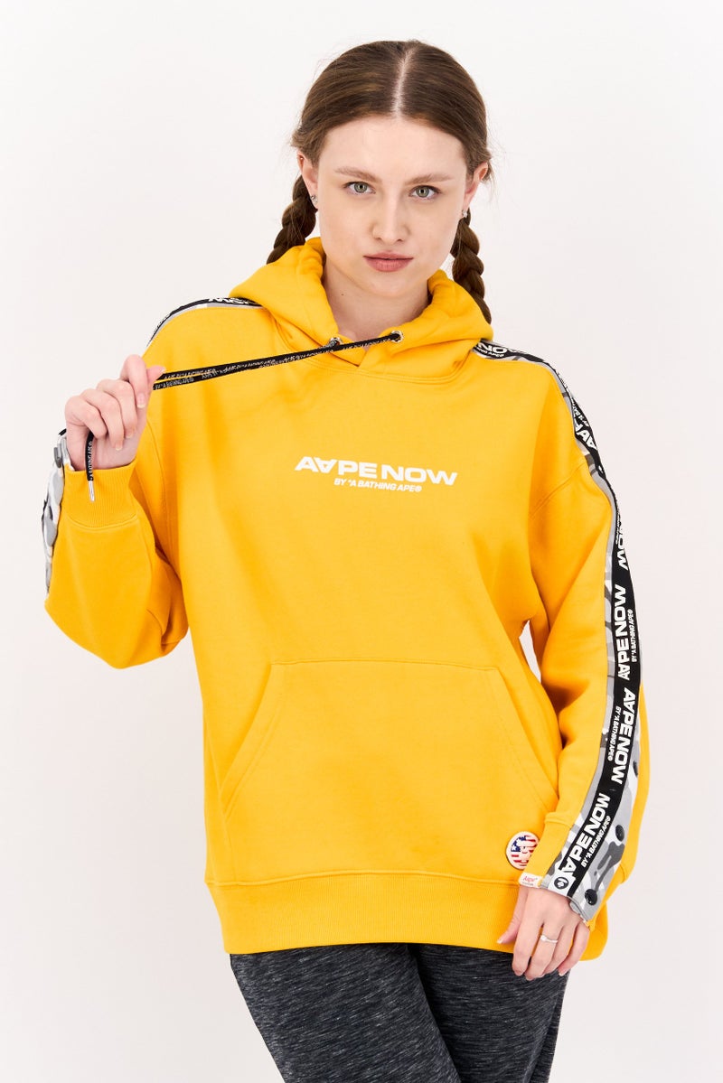 Aape By A Bathing Ape Women Brand Logo Long Sleeve Hooded Sweatshirt, Yellow - Image 1
