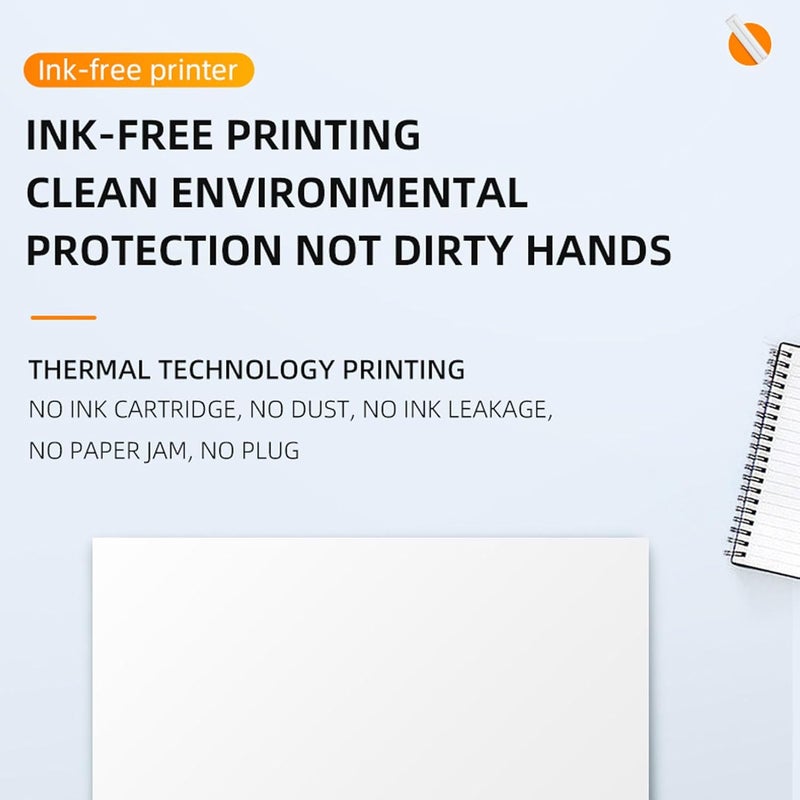 klarako طابعة حرارية A4 بدقة 200 نقطة في البوصة بسعة كبيرة شحن نوع C طباعة بدون حبر طابعة حرارية محمولة للمدرسة والمكتب - Image 5