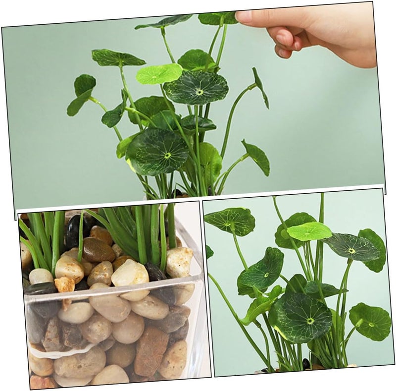 FOMIYES 2pcs Artificial Mini Lotus Leaf and Four-Leaf Clover Fake Potted Plants Set, Realistic Faux Green Plant Décor for Home Office Tabletop Decoration - Image 3