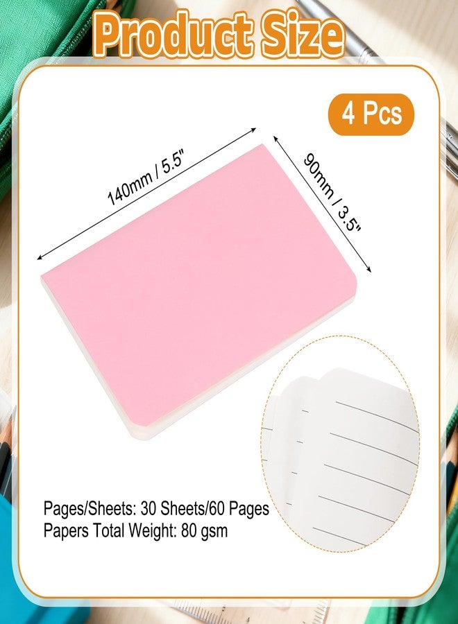 PATIKIL 4 Pack A6 Notebook, A6 Journal Mini Notebook Pocket Kraft Memo Notepads Lined Sketchbook Small 3.5x5.5 Inch 30 Sheets for Men Women Office Supplies Purse Travelers, Pink - Image 2