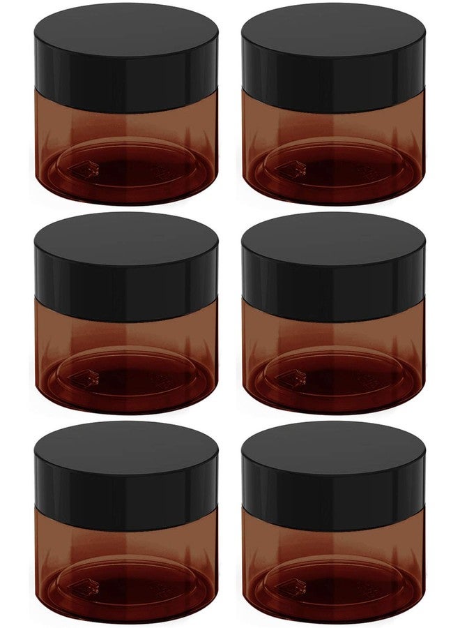 BallHull 8 oz Amber Plastic Cosmetic Jars Leak Proof Container with Black Lid for Cream, Lotion, Powder, ointment, Beauty Products etc, 6 Pcs. - Image 1