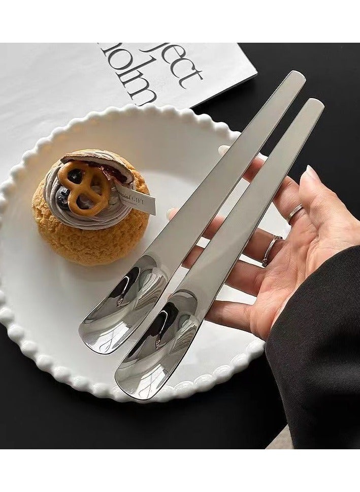 Stainless Steel Dessert Spoon Cake Spoon Cheese Spoon Yogurt Coffee Spoon Sliver 178mm - Image 2