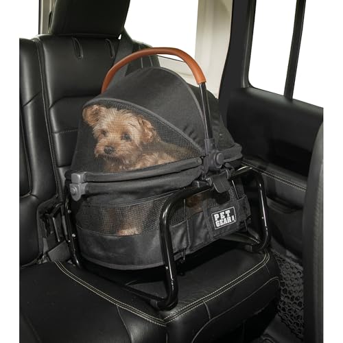 Pet Gear No-Zip View 360 Ultra Lite Pet Safety Carrier & Car Seat for Small Dogs & Cats Push Button Entry, 15", Onyx - Image 3