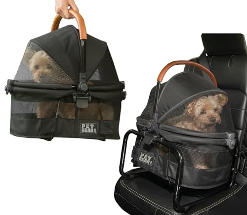 Pet Gear No-Zip View 360 Ultra Lite Pet Safety Carrier & Car Seat for Small Dogs & Cats Push Button Entry, 15", Onyx - Image 1
