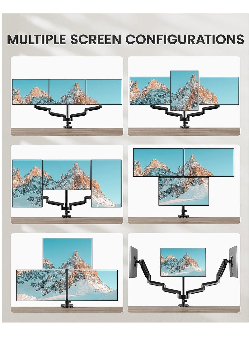 NEW 3 Monitor Desk Mount – Gas Spring Triple Arm Monitor Stand with USB  - Image 2