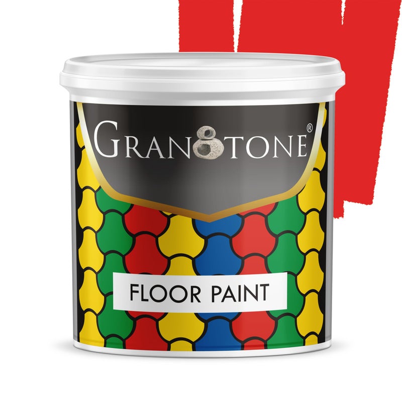 GRANOTONE Floor Paint 1 Litre Signal Red Colour Polyurethane and Acrylic Polymer Based Concrete Sealer Anti Slip Thick and Durable for Cement Floor and Tiles Made in India - Image 2