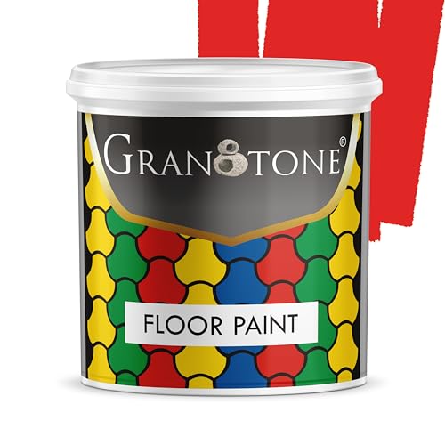 GRANOTONE Floor Paint 1 Litre Signal Red Colour Polyurethane and Acrylic Polymer Based Concrete Sealer Anti Slip Thick and Durable for Cement Floor and Tiles Made in India - Image 1