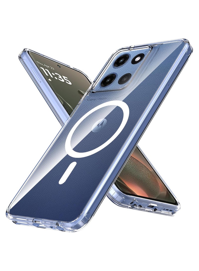 Crystal Clear Phone Case for Motorola Edge 60 Fusion/Edge 60 Pro Built-in Magnetic Ring Compatible with MagSafe Anti Yellowing.  Ultra-Thin Drop-Proof and Ultra-Soft - Image 1