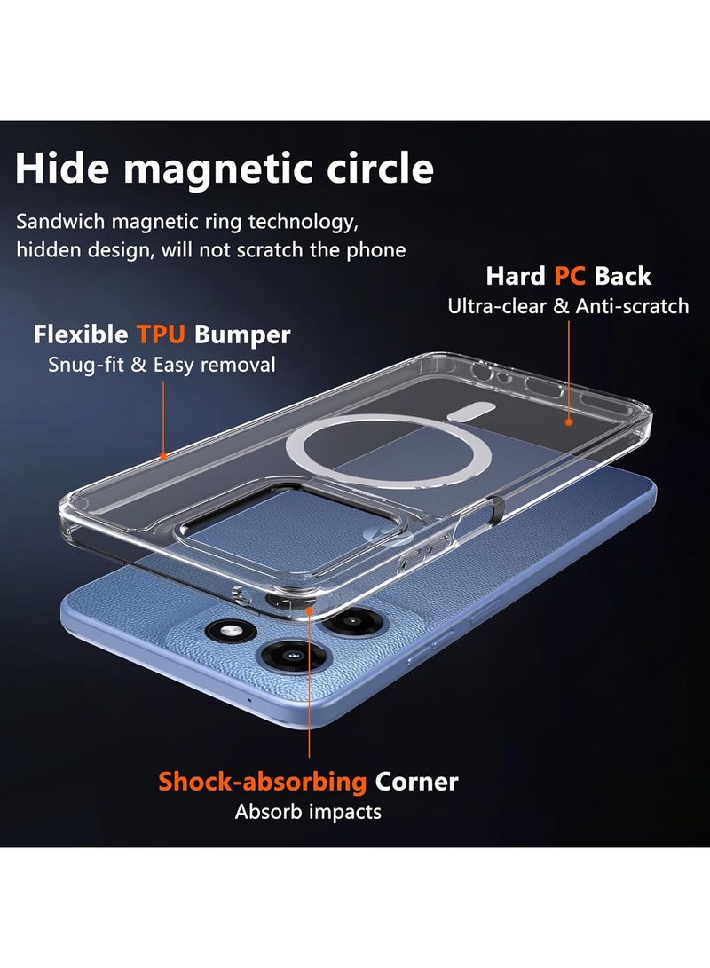 Crystal Clear Phone Case for Motorola Edge 60 Fusion/Edge 60 Pro Built-in Magnetic Ring Compatible with MagSafe Anti Yellowing.  Ultra-Thin Drop-Proof and Ultra-Soft - Image 3