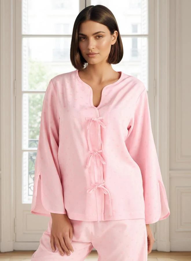 Splash FAV Pyjama Set Bow Accent Top & Trousers