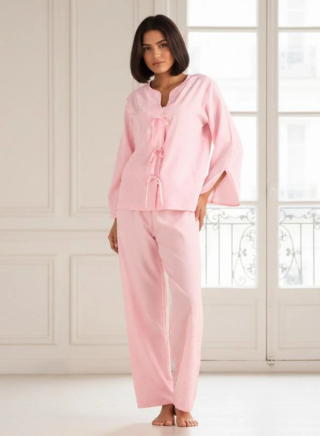 Splash FAV Pyjama Set Bow Accent Top & Trousers