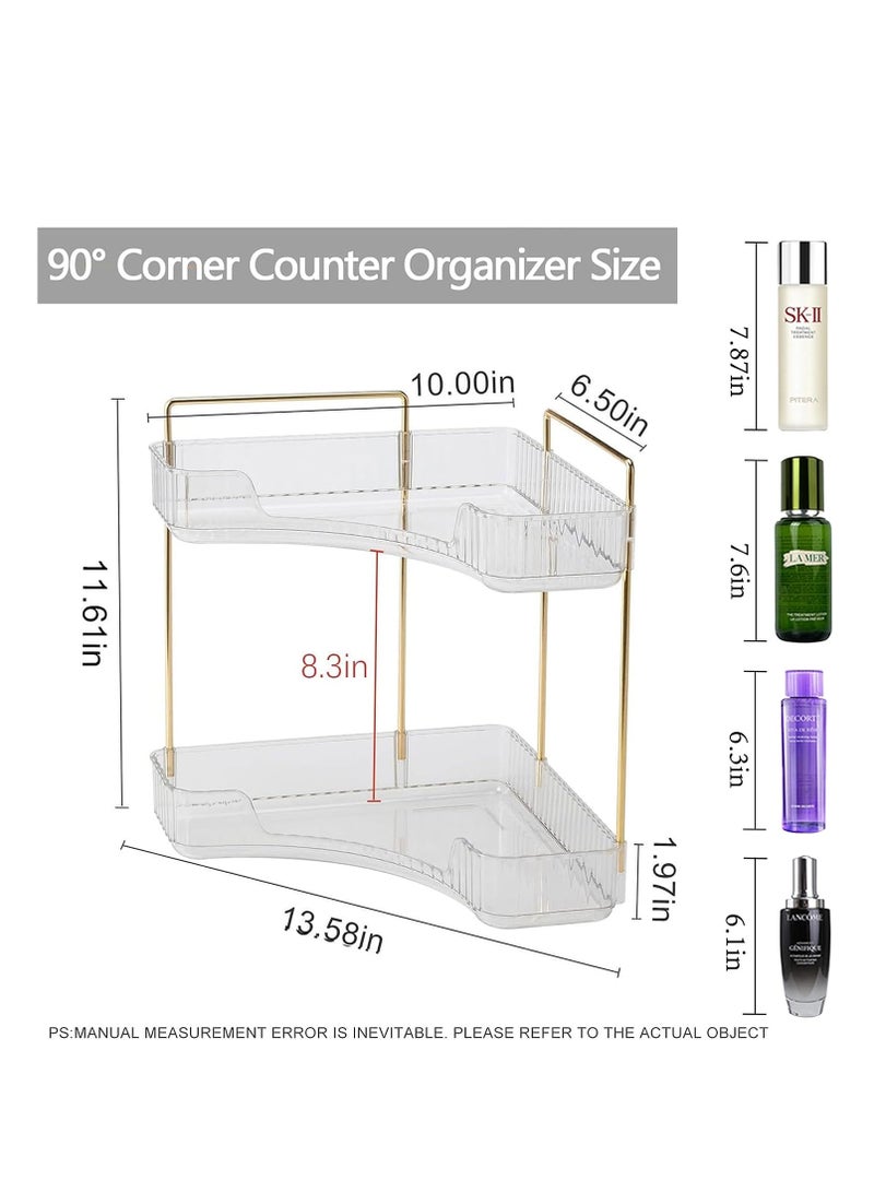 Sharpdo 90° Corner Bathroom Counter Organizer,Vanity Trays for Skincare Makeup Storage Shelf，Perfume and Cosmetic Dresser Organizer,Countertop,Kitchen Spice Rack (2 Tiers) - Image 3