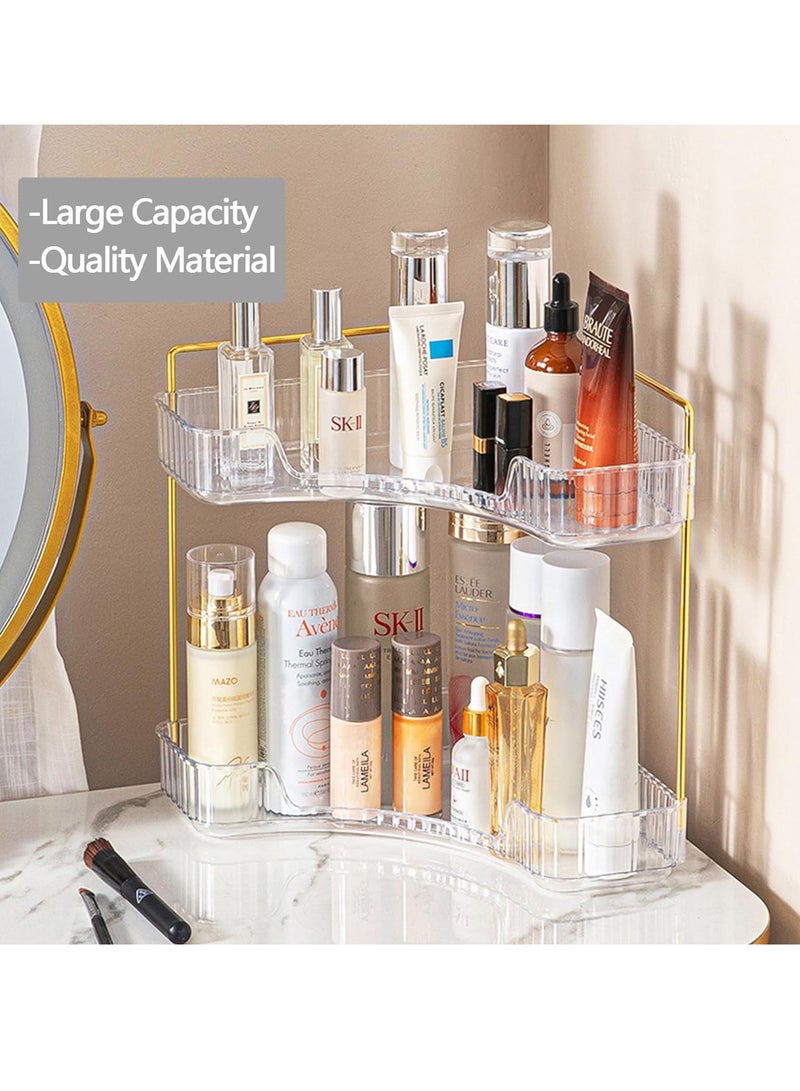 Sharpdo 90° Corner Bathroom Counter Organizer,Vanity Trays for Skincare Makeup Storage Shelf，Perfume and Cosmetic Dresser Organizer,Countertop,Kitchen Spice Rack (2 Tiers) - Image 4