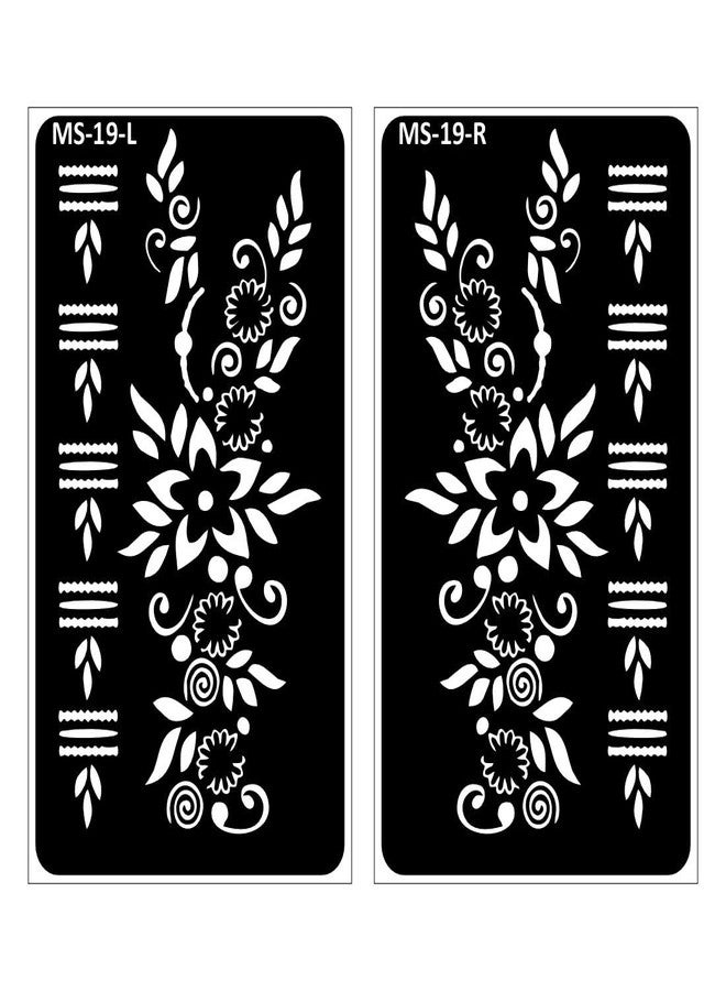 Komstec Creative Floral Henna Stencil with Flower and Finger Art Henna Mehndi Stencil Sticker for Girl and Women - Image 1