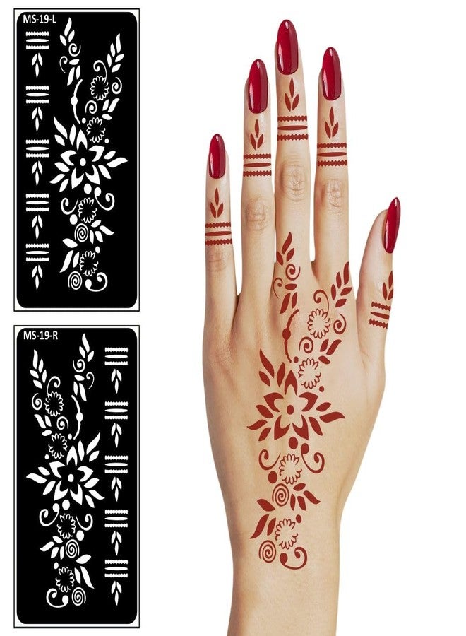 Komstec Creative Floral Henna Stencil with Flower and Finger Art Henna Mehndi Stencil Sticker for Girl and Women - Image 5