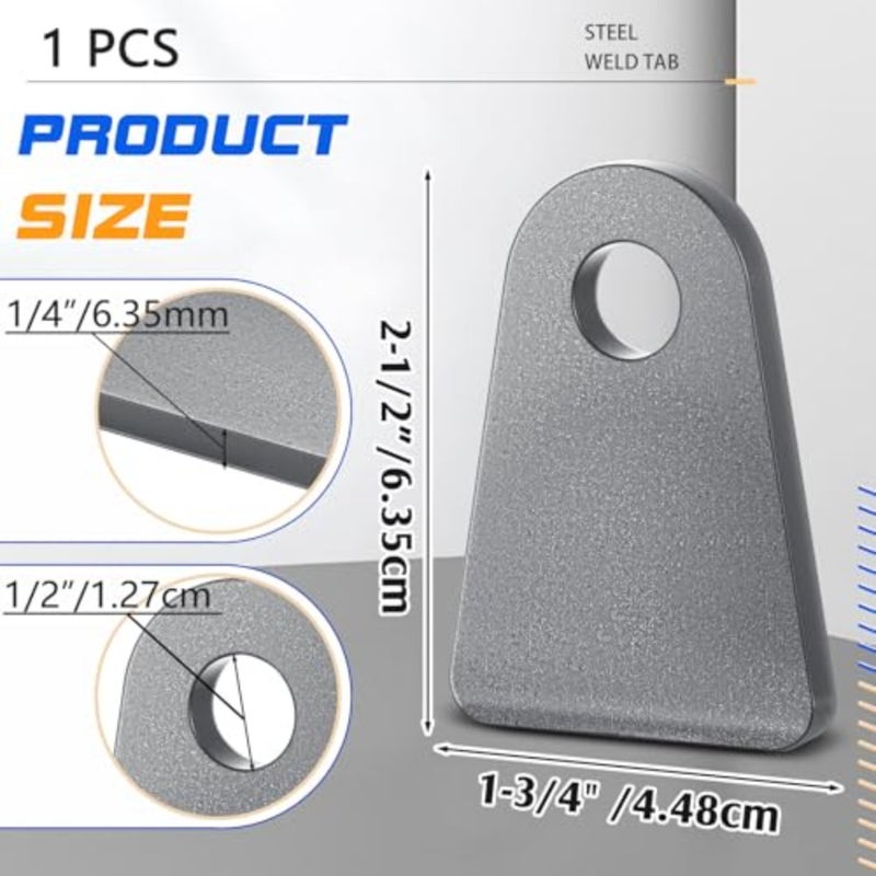 Pcs Steel Weld on Tab Universal Shock Mount Flat Tab Brackets Steel Gusset Welding Accessories, with a 1/2" Hole, 1/4" Thick - Image 2