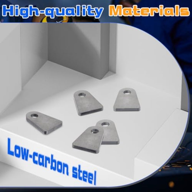 Pcs Steel Weld on Tab Universal Shock Mount Flat Tab Brackets Steel Gusset Welding Accessories, with a 1/2" Hole, 1/4" Thick - Image 3