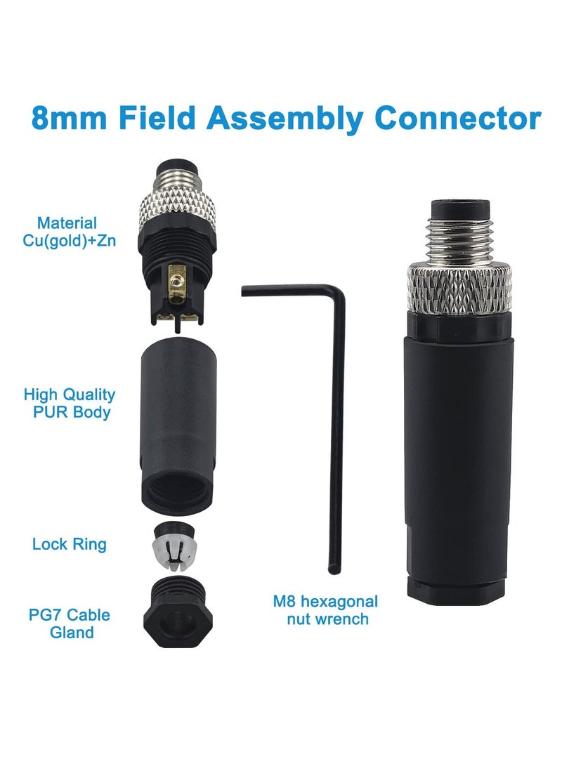 Y&D M8 4 Pin Male & Female Socket Panel Aviation Wire Connector,8mm Industrial Circular Sensor Connector,Outdoor Waterproof IP67 A Coding(4 Sets) - Image 5