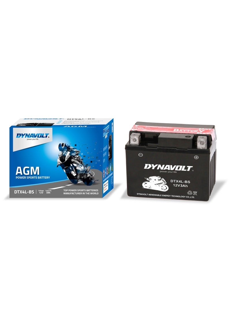 DYNAVOLT - Motorcycle Battery DTX4L-BS (YTX4L-BS) Maintenance Free Dry Charged Battery With Acid Pack 12V-3Ah - Image 1