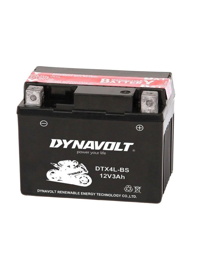 DYNAVOLT - Motorcycle Battery DTX4L-BS (YTX4L-BS) Maintenance Free Dry Charged Battery With Acid Pack 12V-3Ah - Image 1