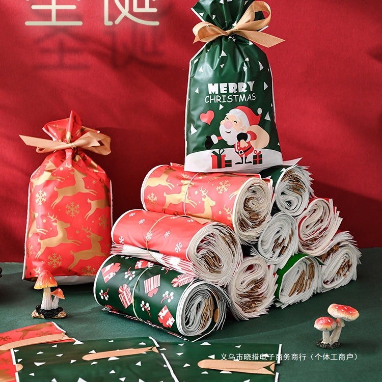 50 Christmas Gift Bags With Ribbon Drawstring Return Gift Children'S Gift Bundle Pockets Christmas Apple Packaging Bags - Image 2