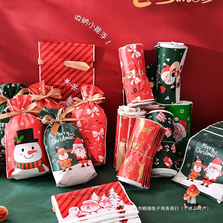 50 Christmas Gift Bags With Ribbon Drawstring Return Gift Children'S Gift Bundle Pockets Christmas Apple Packaging Bags - Image 5
